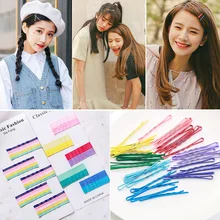 Комплект в Корейском стиле с длинными заколками для волос для девочек; универсальная волнистая Детская повязка на голову; H0631