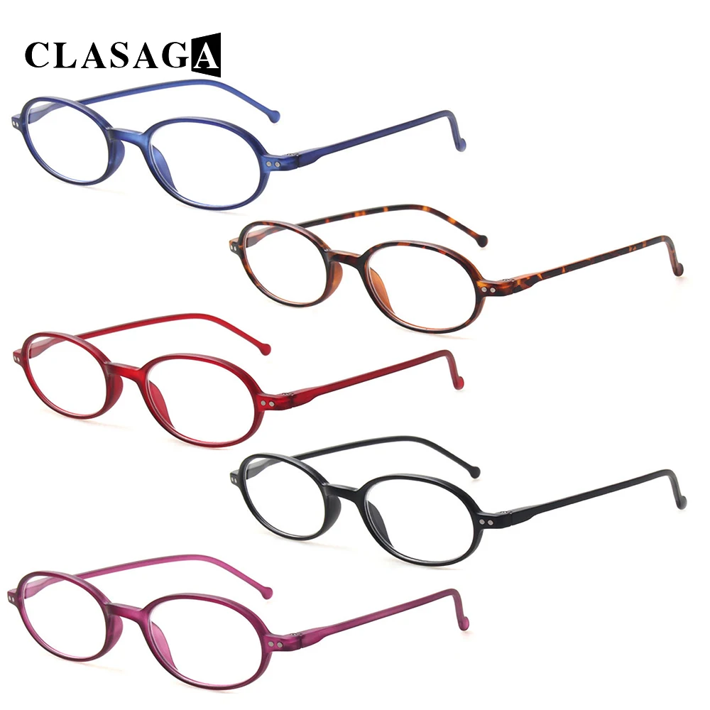 

CLASAGA Reading Glasses Spring Hinge Oval Plastic Frame Decorative Eyeglasses Men and Women HD Prescription Reader Eyewear 0~600