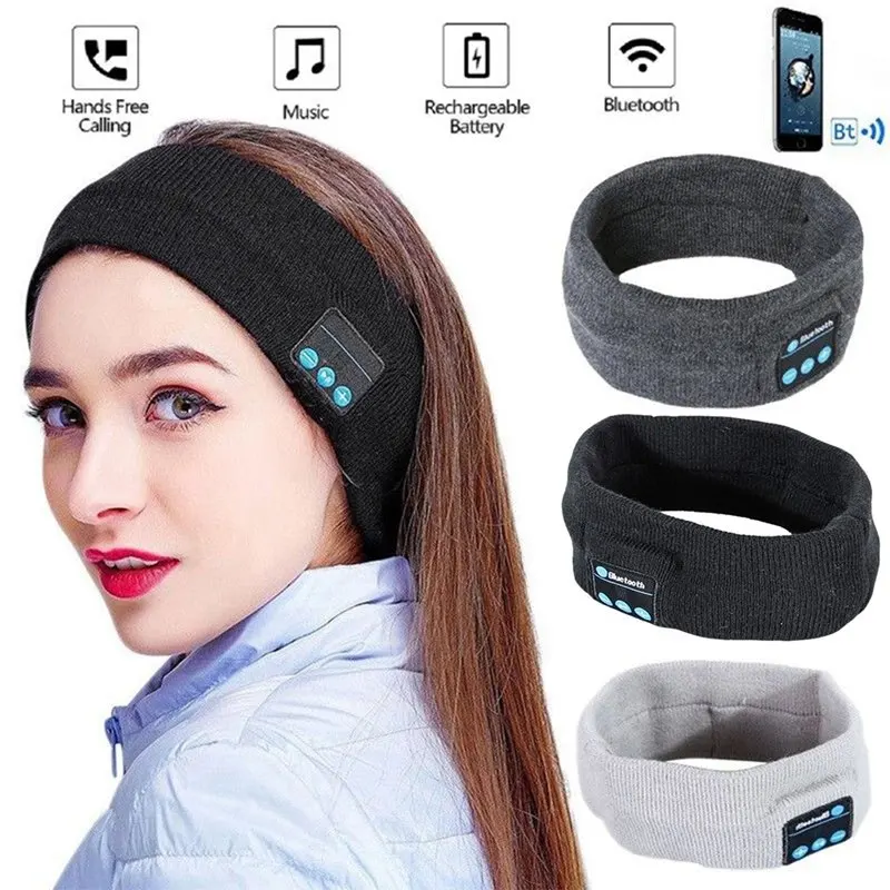 Wireless Bluetooth Dark Gray Stereo Headphone Headset Sports Sleep Headband Mic Big Power