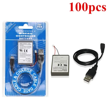 

100Pcs 2000mAh battery Pack +USB Charger Cable for Sony PS4 PlayStatoin 4 Dualshock4 Wireless controller Rechargeable Batteries