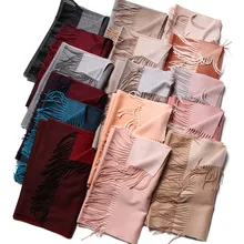Чистый 100 кашемировый шарф для женщин Зима Осень Роскошный бренд водная волна Двусторонняя шаль унисекс мужские шерстяные шарфы теплые для женщин