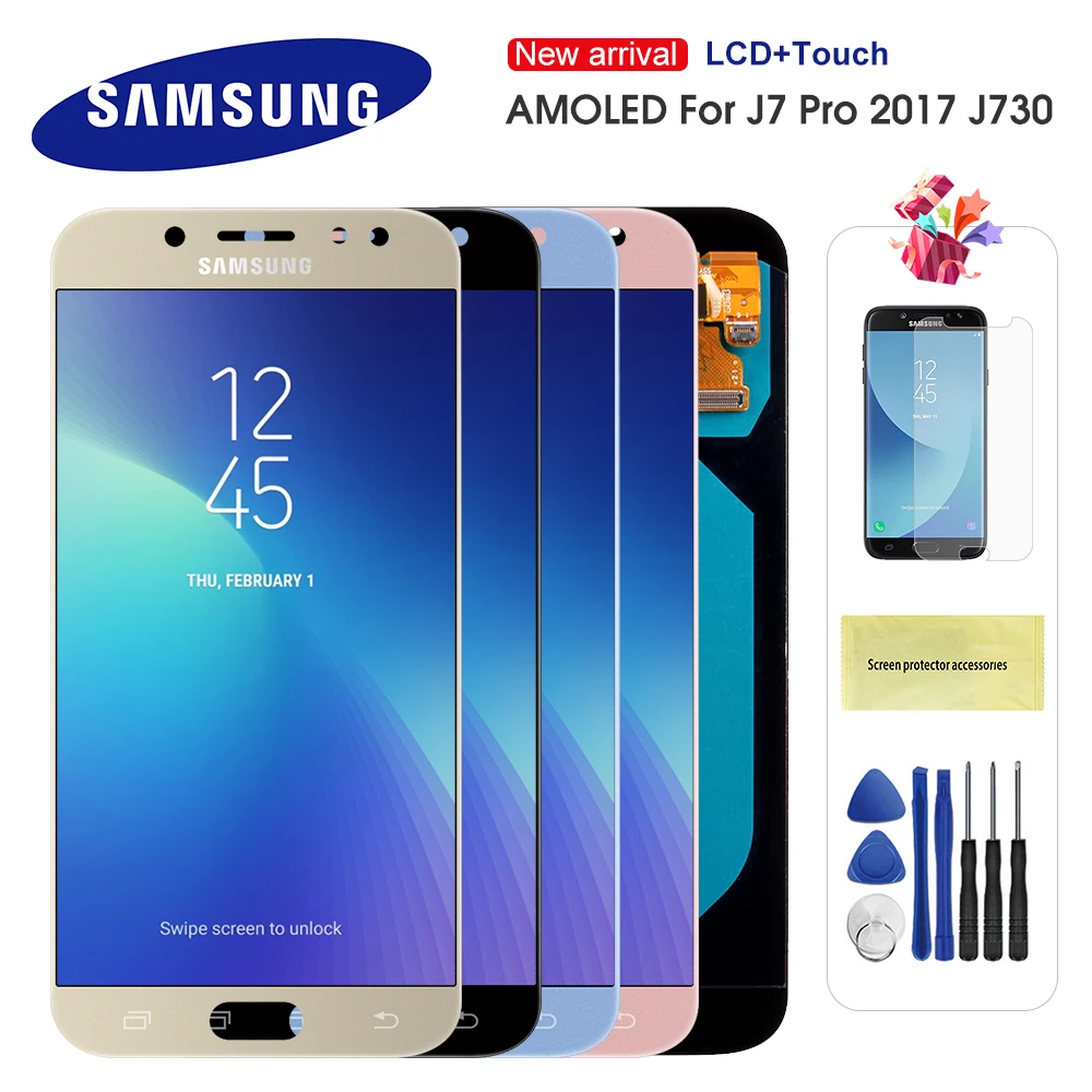 ЖК дисплей AMOLED для Samsung Galaxy J7 Pro 2017 J730 J730F сенсорный экран с дигитайзером в сборе