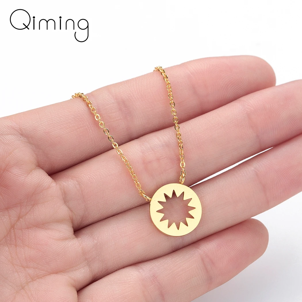 Rose Gold Starburst Geometric Necklace 