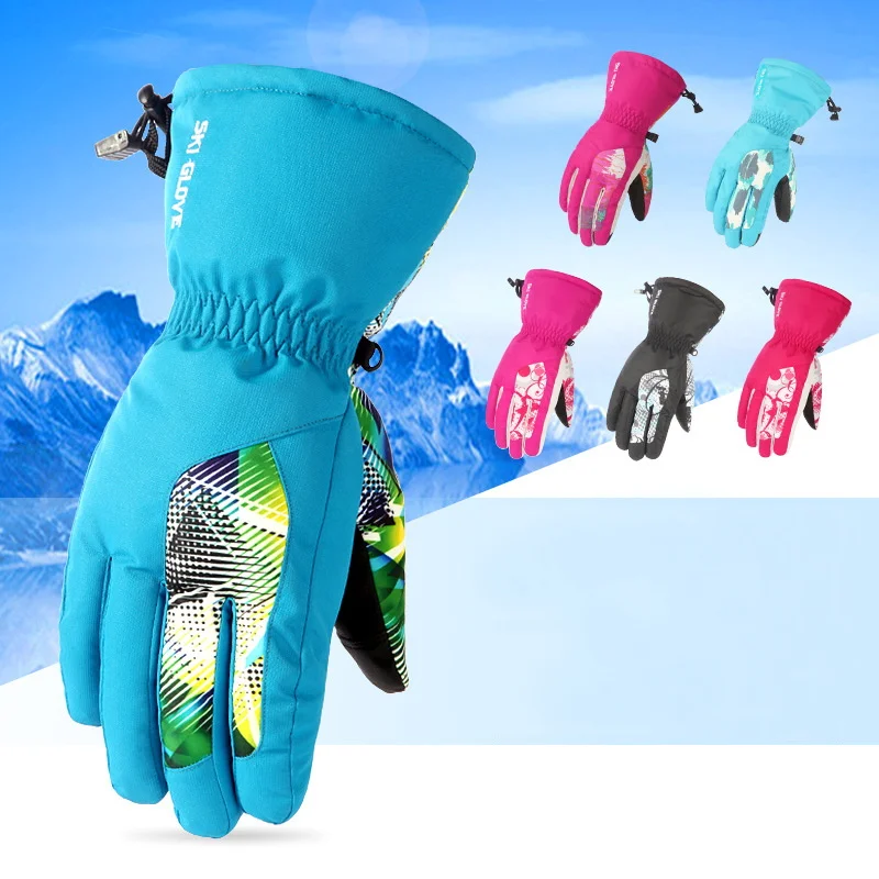 Лыжные зимние перчатки с сенсорным экраном зимние теплые лыжные перчатки водонепроницаемые детские теплые перчатки для мальчиков и девочек