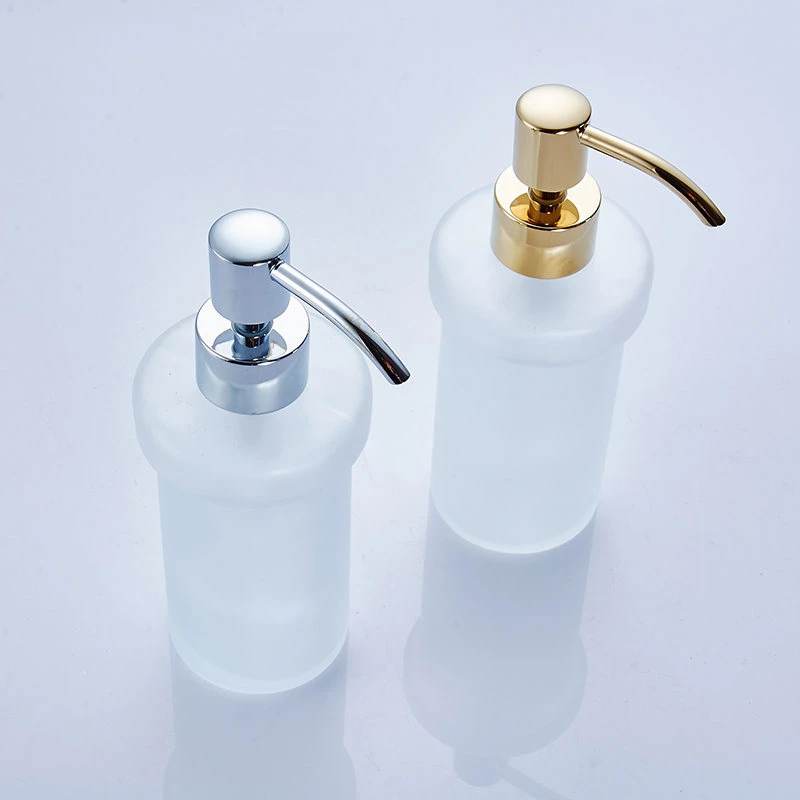 Europe Transparent Crystal Frosted Glass Container Gold Hand Soap Saver Bottle Bathroom Soap Dispenser Set Hand Sanitizer Holder