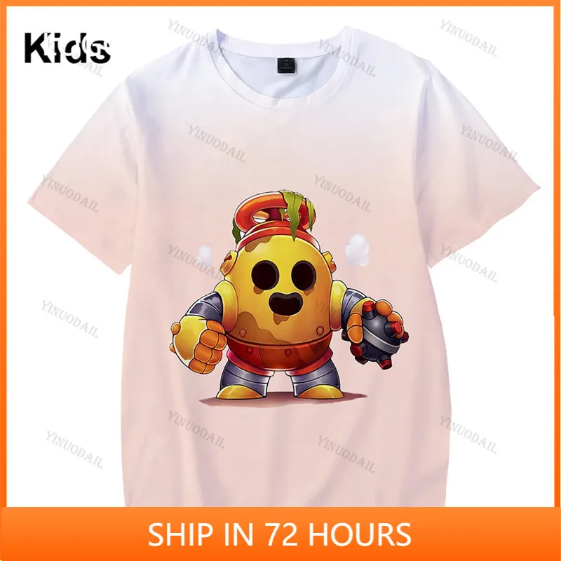 

Anime Star T-shirt Birthday Gift POCO Brawlings Boys Girls 3D PRIMO MORTIS Shirt Crow Spike Leon Shelly Tshirt Kids Game