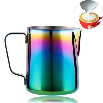 

Milk Frothing Pitcher Stainless Steel, Rainbow Color Custom Coffee Mugs, Milk Steaming Frother for Espresso Machines