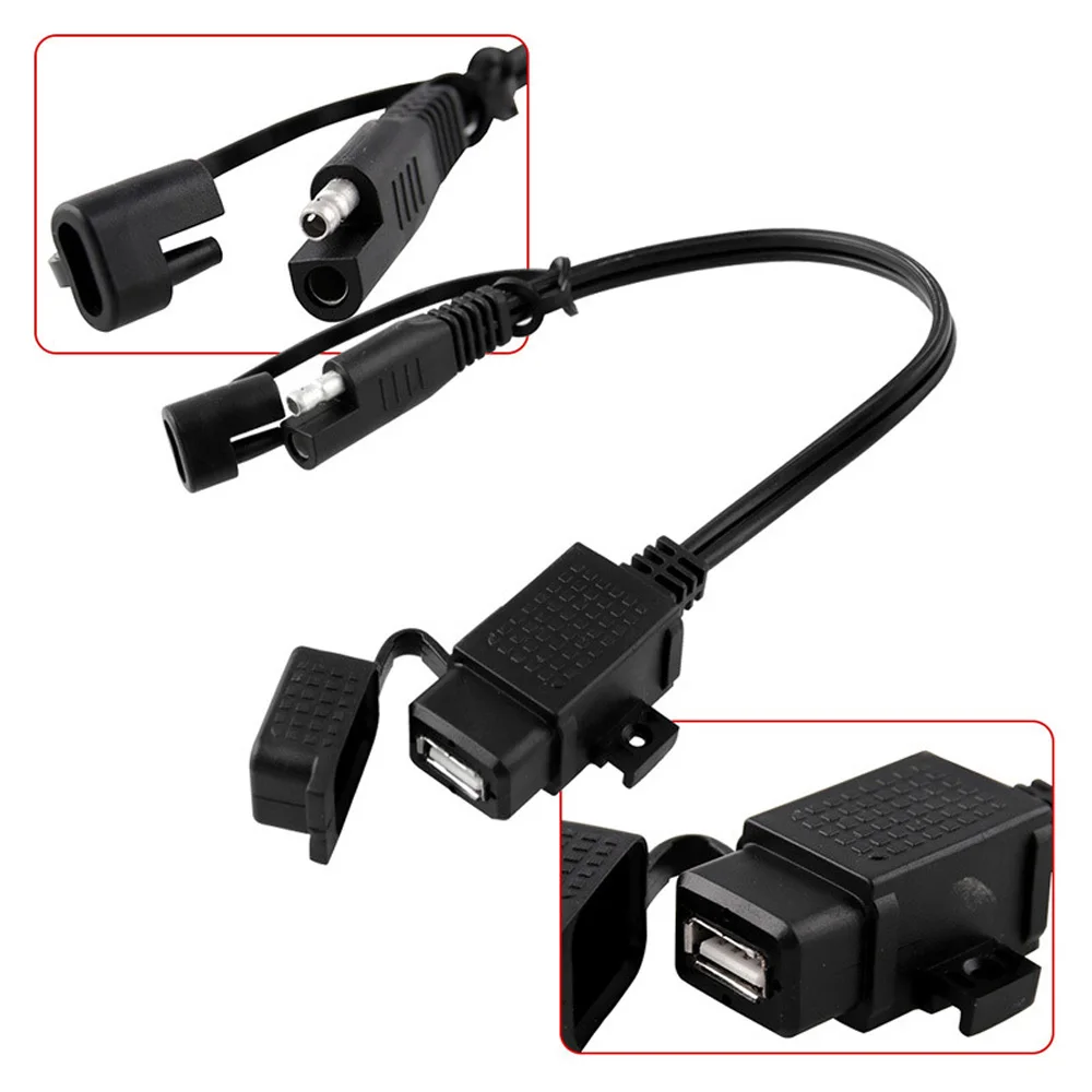 1* USB адаптер 1* кольцо-терминал Удлинительный кабель мотоцикл 12 в SAE к USB телефон gps зарядное устройство кабель адаптер Встроенный предохранитель водонепроницаемый