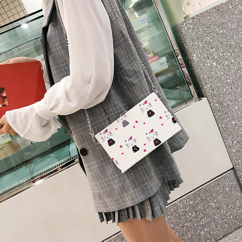 

Bag Women's 2019 New Style Fashion Korean-style bai da xiao Square Box Bag Fashion Chain Cartoon Bag