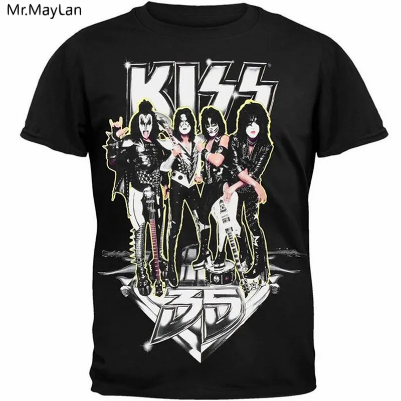 Хард-рок тяжелый металл рок-группы "Kiss" 3D футболка с принтом Футболки Для мужчин/Для женщин в стиле хип-хоп Уличная футболка мода мальчиков Костюмы Топы 5XL