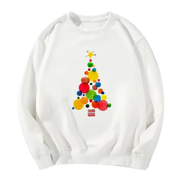 

New Spring Autumn Color Circle Christmas Tree Print Kawaii Long Sleeve Vogue Hoodie Sweatshirt Women Hip Hop Tops Femme Pullover
