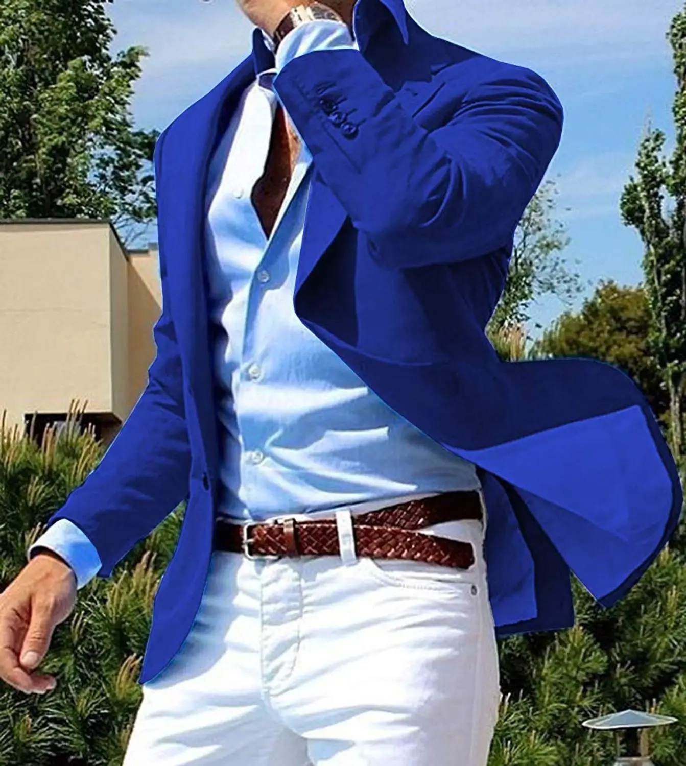 

Men's Summer Leisure Suit Jacket Prom Tuxedos Notch Lapel Relaxed Blazer Wedding Grooms (Only Blazer)