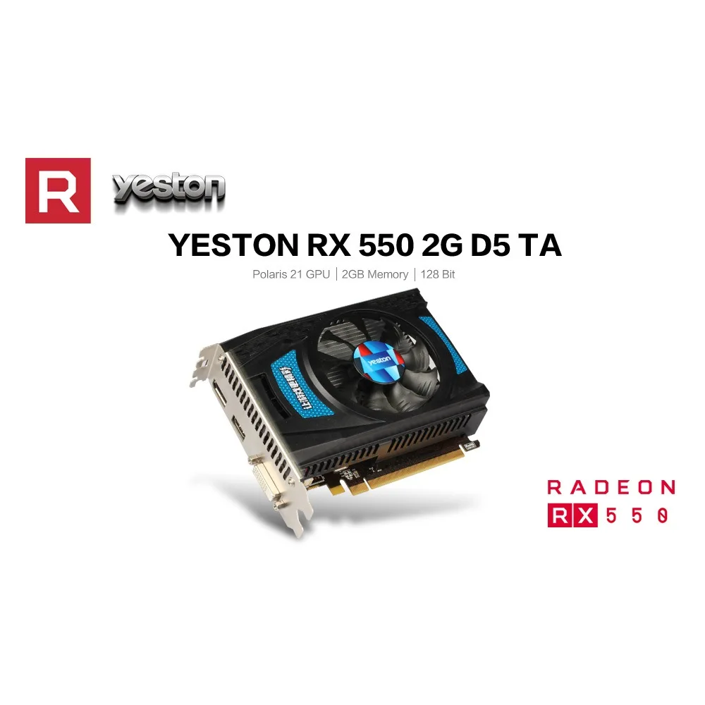 Yeston Radeon RX 550 GPU 2 ГБ GDDR5 128 бит игровой настольный компьютер ПК видеокарты Поддержка DVI-D/HDMI2.0B PCI-E 3,0