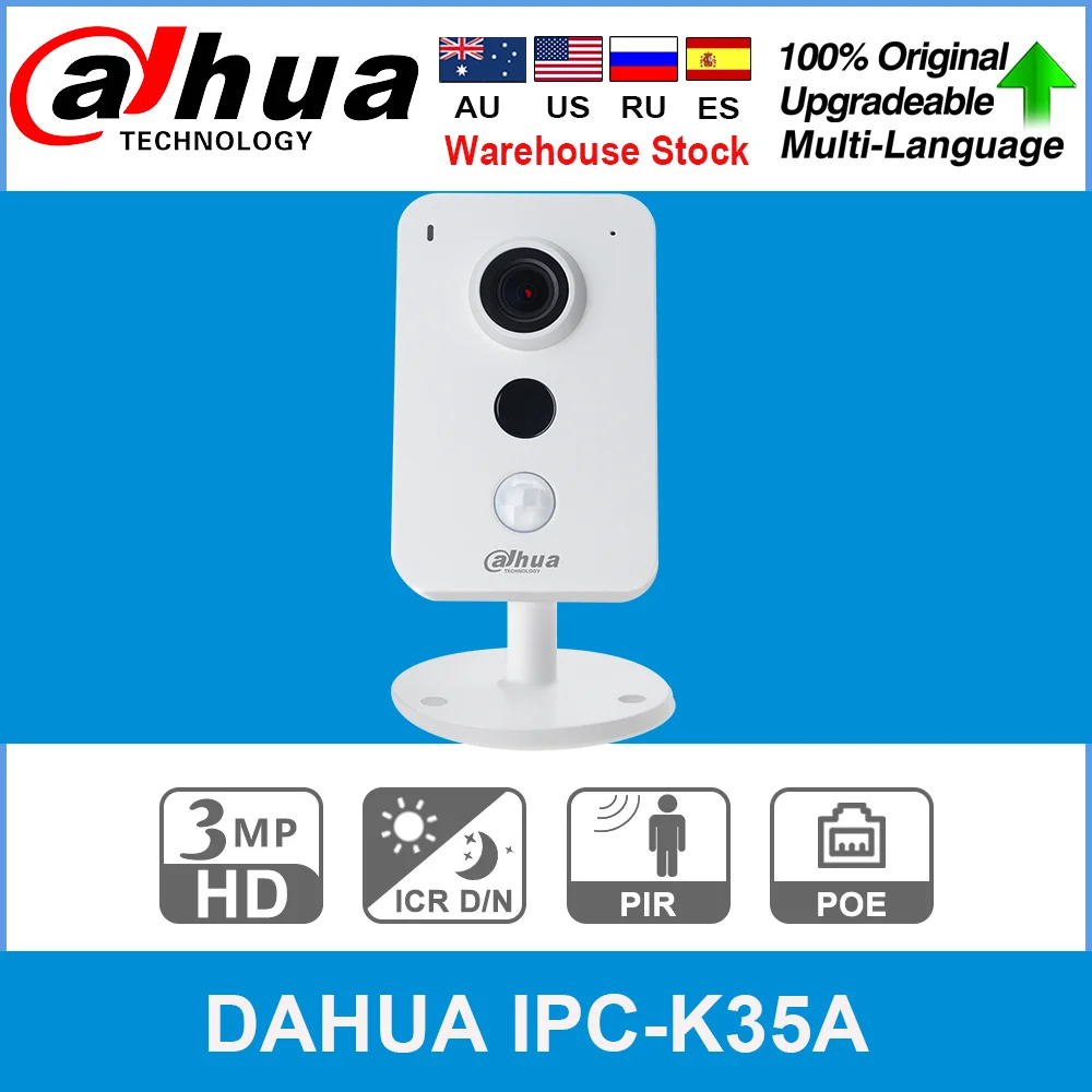 Dahua Original IPC-K35A 3MP K Series PoE Network Camera IR Distance 10m Cloud Support Micro SD card slot Alarm in/out Poe | Безопасность