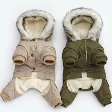Русская зимняя теплая одежда для собак с капюшоном, утолщенная хлопковая куртка для щенков, куртки для чихуахуа, одежда для собак, комбинезон, товары