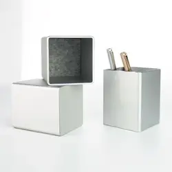 Organiseur de stylos et crayons en aluminium, carré en métal, conteneur de stockage de gobelets, livraison directe 