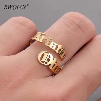 

Custom Name Rings Multifont Personalized Stainless Steel Names Couples Names on Ring Mom Gifts Mother Daughter Family Jewelry