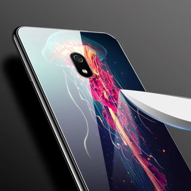 Закаленное стекло чехол для Xiaomi Redmi 8A чехол жесткий ПК красочный чехол для Coque Xiaomi Redmi 8 телефон бампер чехол Redmi 8A чехлы
