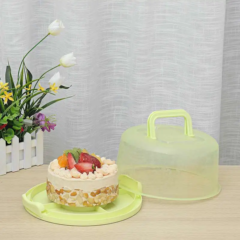 Пластиковая круглая коробка для выпечки с ручкой чехол пирог на день рождения или свадьбу вынос упаковка коробка для хранения Контейнер запеченная еда лоток коробка