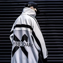 Мужская зимняя куртка уличная Мужская ветровка с воротником-стойкой на молнии в стиле хип-хоп парка куртки с принтом пальто