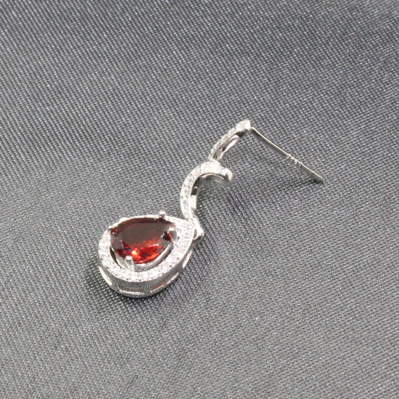 Женские серьги подвески из серебра 925 пробы с натуральным гранатом|drop earrings|earrings