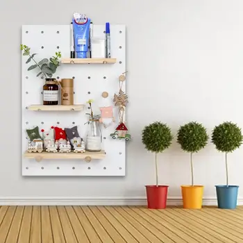 

Wooden Wall Hanging Rack Creative Hole Plate Design Home Punch-Free