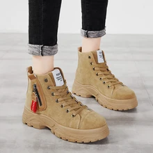 Новинка года; женские зимние ботинки; Плюшевые Теплые Прогулочные кроссовки на платформе; коллекция года; высокие армейские ботинки; женские Ботинки Martin на шнуровке; женская обувь из искусственной кожи