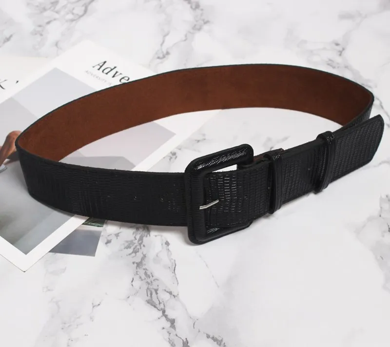 Дизайн Ceinture большой Femme кожаный широкий женский поясной ремень модная квадратная игла с пряжкой корсет черный коричневый пояс для платья - Цвет: A