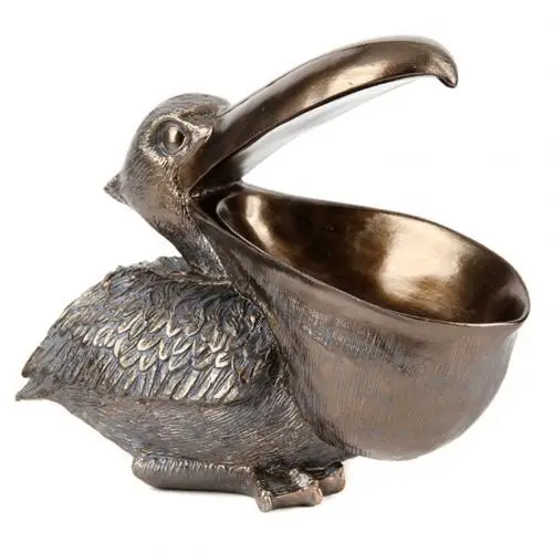 Antique Copper Художественная настольная скульптура украшения декоративная статуэтка Пеликан модель ключи держатель телефона, пульта дистанционного управления домашний офис гостиная стол ремесло - Цвет: Antique Copper