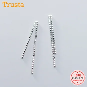 

Trustdavis Stud Earring Genuine 925 Sterling Silver Long Bead Tassel Stud Earrings For Women Silver 925 Jewelry Gift DA670