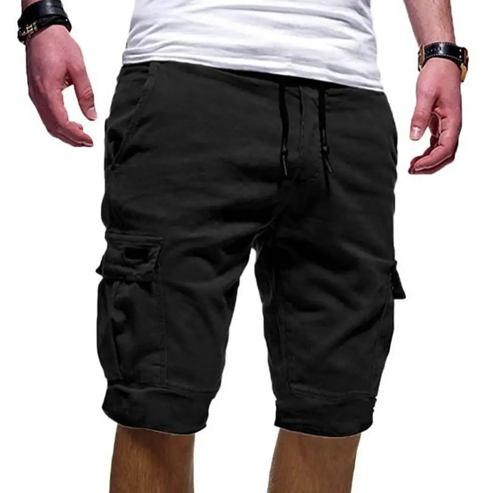 Men's Summer Casual Men Solid Color Cargo Shorts Multi-Pockets Drawstring Fifth Pants Plus Size Sports Shorts Male Streetwear Men's Summer Casual Men Solid Color Cargo Shorts Multi-Pockets Drawstring Fifth Pants Plus Size Sports Shorts Male Streetwear