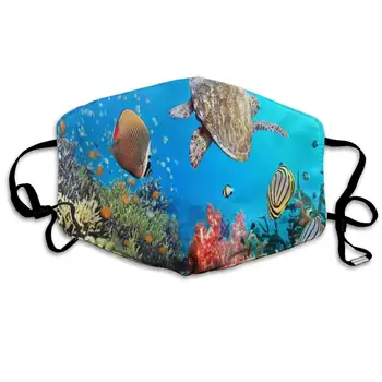 

Dustproof Washable Reusable Colorful Coral Reef Fish Sea Turtle Mouth Cover Mask Protective Warm Windproof Mask