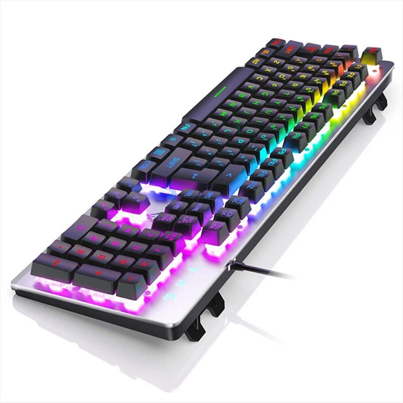 Игровая клавиатура, проводные механические клавиатуры, RGB подсветка, USB 104, колпачки для компьютерных игр, эргономичные клавиатуры для ПК, ноутбука