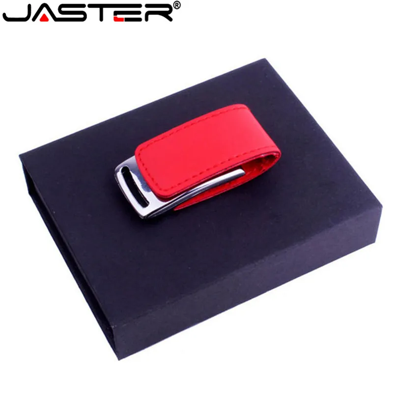 JASTER Leather Pendrive 4GB 8GB 16GB 32GB USB flash drive USB 2.0 Flash Memory Stick Pen Drive with Black Gift Box