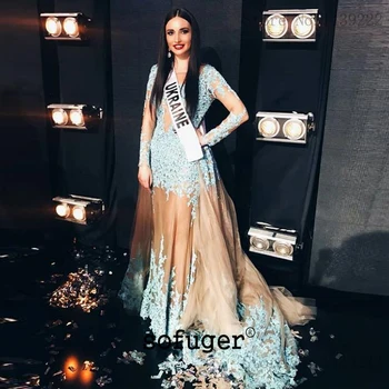 

Sexy Green Scoop Evening Dresses Prom Mermaid Lace Appliques Court Train Long Arabic Special Occasion Robe De Soiree Plus