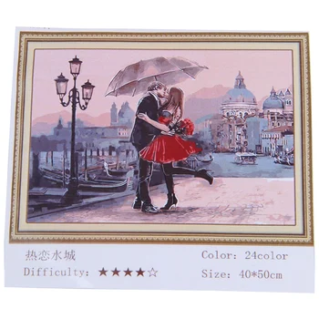 

DIY Digital Oil Painting By Number Kit Canvas Paint Fashionable Wall Decoration, Kissing Lovers