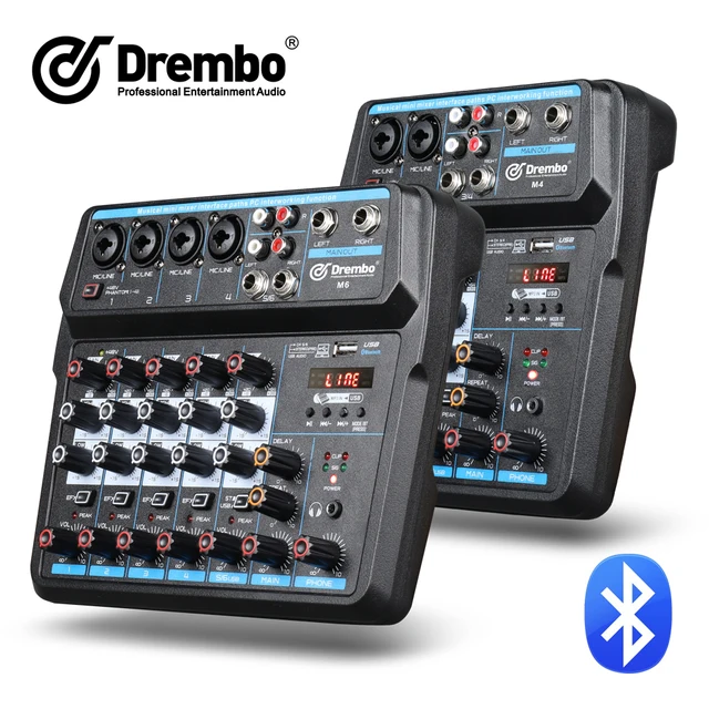 $US $48.99  Drembo M-4/6 Protable Mini Mixer Audio DJ Console with Sound Card USB 48V Phantom Power for PC Reco