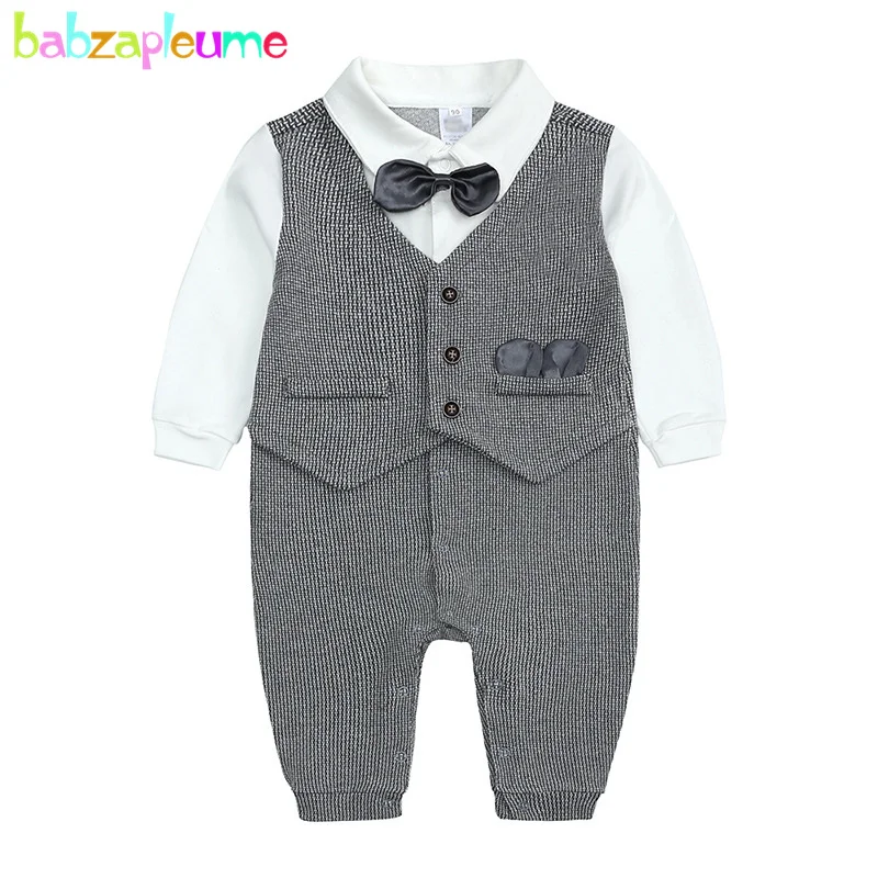 Spring Fall Newborn Boy Clothes Fashion Gentleman Long Sleeve Cotton Jumpsuit Toddler Rompers For Baby Boutique Clothing BC2131