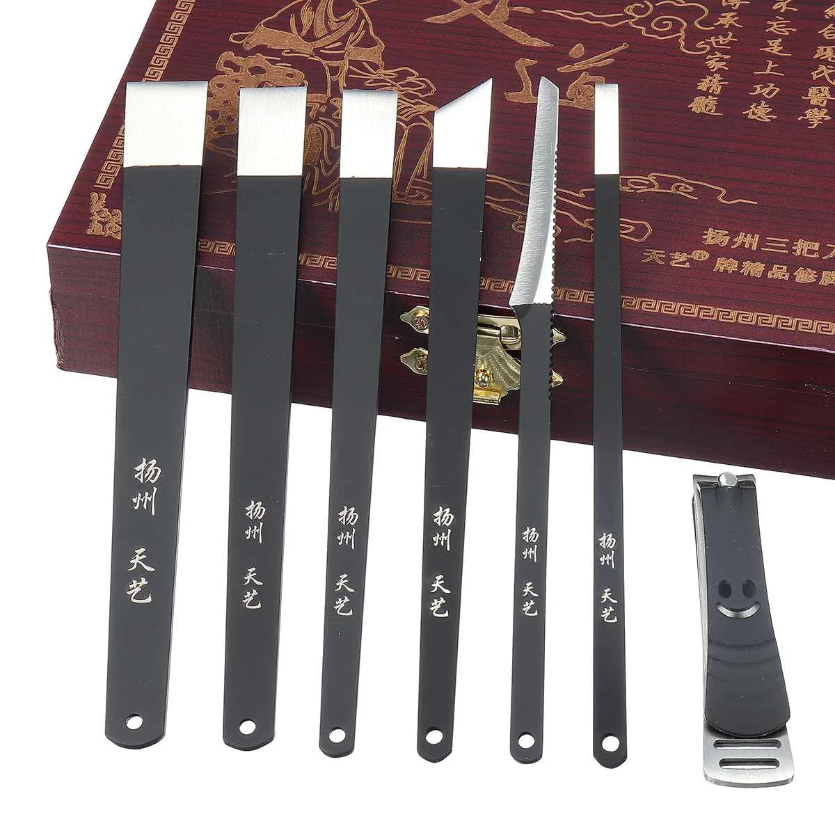 7Pcs/set Cuticle Dry Dead Skin Remover Toe Nail Pedicure knife Feet Care Manicure Nails Clipper Scissors Tweezer with Box