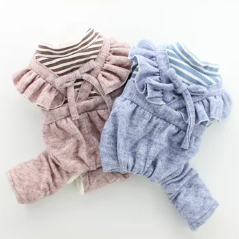 

Winter Ovealls for Dogs Striped flying sleeve folds Dog Jumpsuit Soft Warm Fleece Liner XS S M L XL