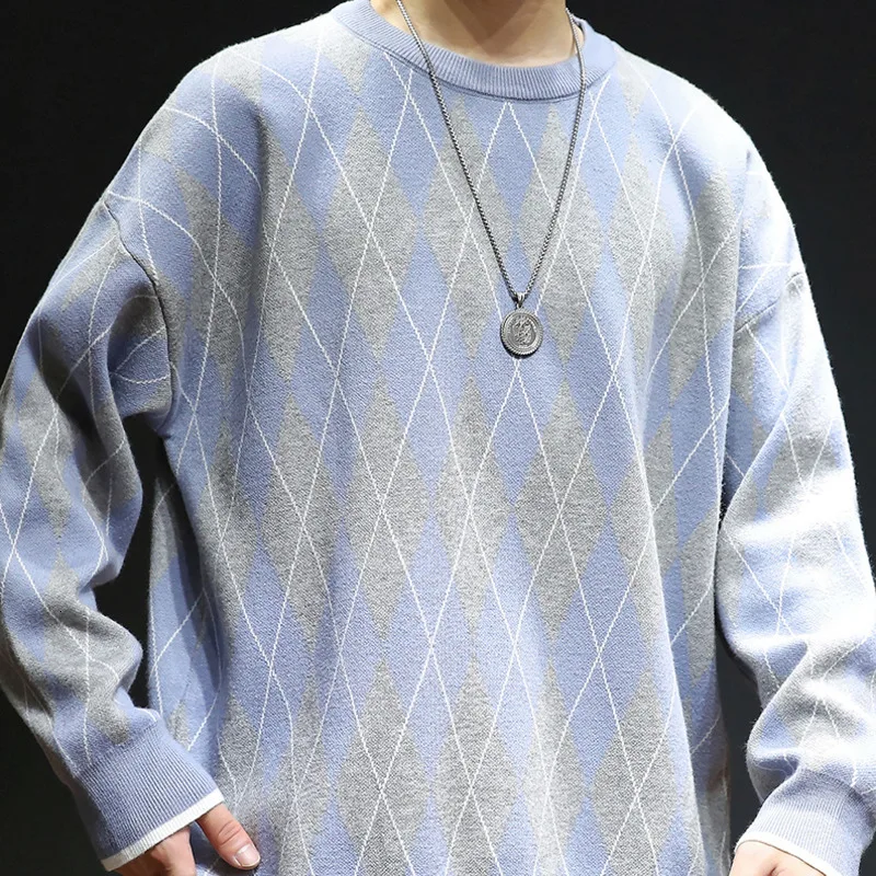 Winter Sweater Men's Warm Fashion Contrast Color Casual Knit Sweter Clothes Man Streetwear Loose Long-sleeved Pullover Men M-5XL Winter Sweater Men's Warm Fashion Contrast Color Casual Knit Sweter Clothes Man Streetwear Loose Long-sleeved Pullover Men M-5XL
