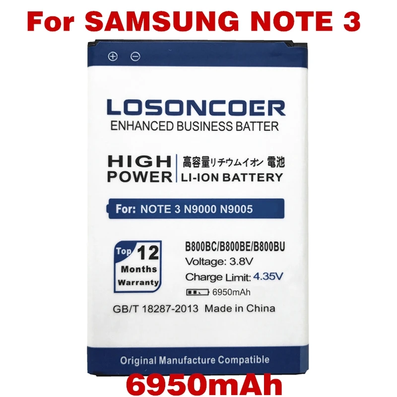 

B800BC B800BU B800BE 6950mAh For Samsung Note 3 Battery III N9005 Note3 N9000 N900 N9002 N9008 N9006 N9008S N900T/P N9009 N900A