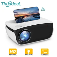 Thundeal mini projetor hd nativo 720p 3000 lumens led android ios smartphone wi fi projetor para 1080p vídeo beamer de teatro em casa