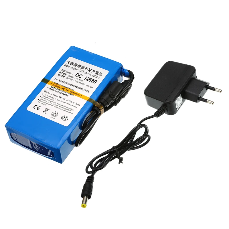 Высококачественная супер перезаряжаемая портативная 12V литий-ионная аккумуляторная батарея DC 12,6 V 6800mAh с штепсельной вилкой США/ЕС