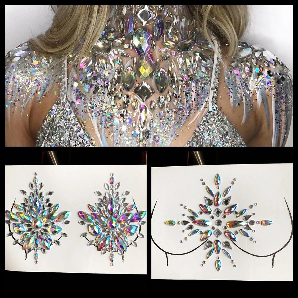 DIY Diamond Breast Sticker Flash Chest Crystal Decor Tribal Style Acrylic Resin Drill For Party Show Gems Nipple Styling Tools | Красота и
