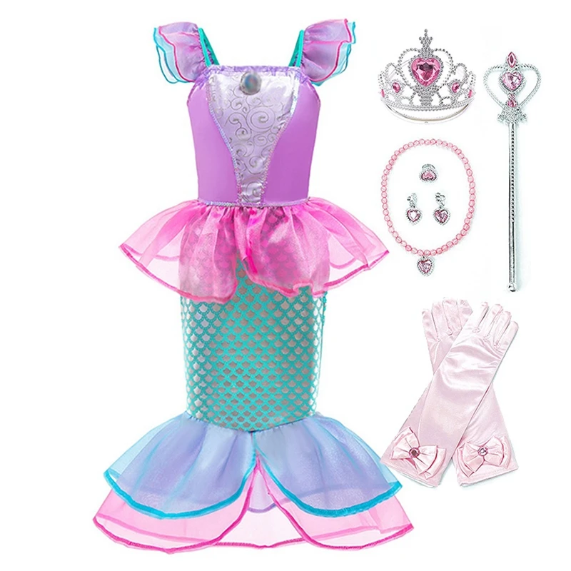 Princess Costume Girl Mermaid Kids Dress 2 3 4 5 6 7 8 9 10 Years