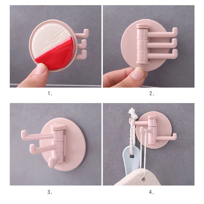 

Creative Seamless Paste 3 Branch Rotating Hook Kitchen Home Wall Hook Wall Vacuum Sucker Heavy Bathroom Towel Hanger Hardware