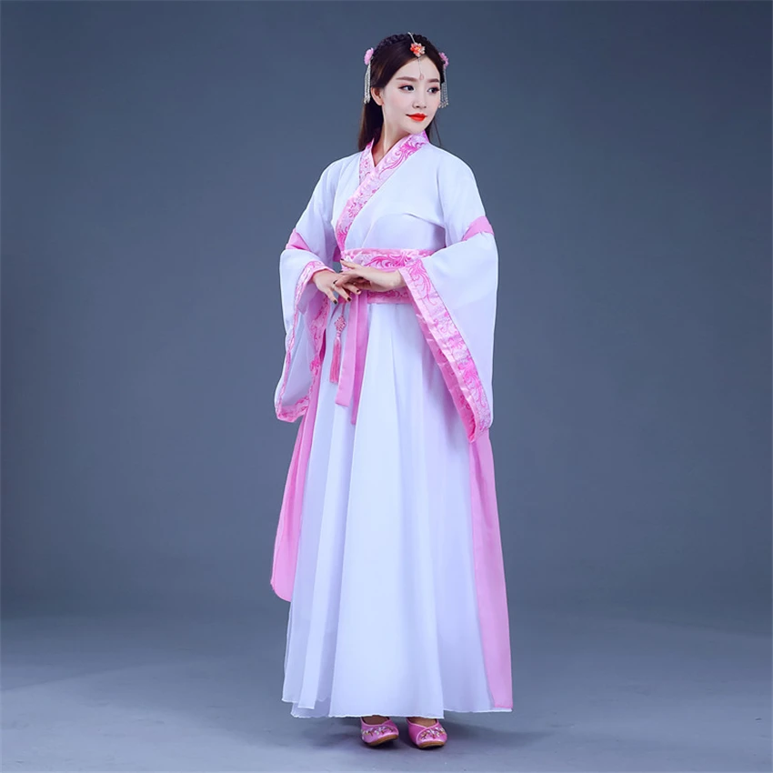 Женское китайское традиционное платье, древний народный Hanfu Восточный ретро костюм принцессы Тан, сказочные вечерние танцевальные костюмы для выступлений