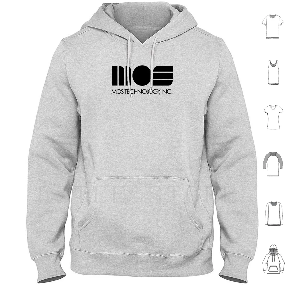 Mos Technology , Inc. Felpe Con Cappuccio Con Logo Nero Manica Lunga Mos 6502 C64 6581 Sid Handmade Ore 64 Micro 8 Bit 8 Bit Retro