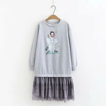 

Plus Size XL-5XL Black Grey Women's Hoodies Casual Pullover Cute Printed Velvet Maxi Dresses